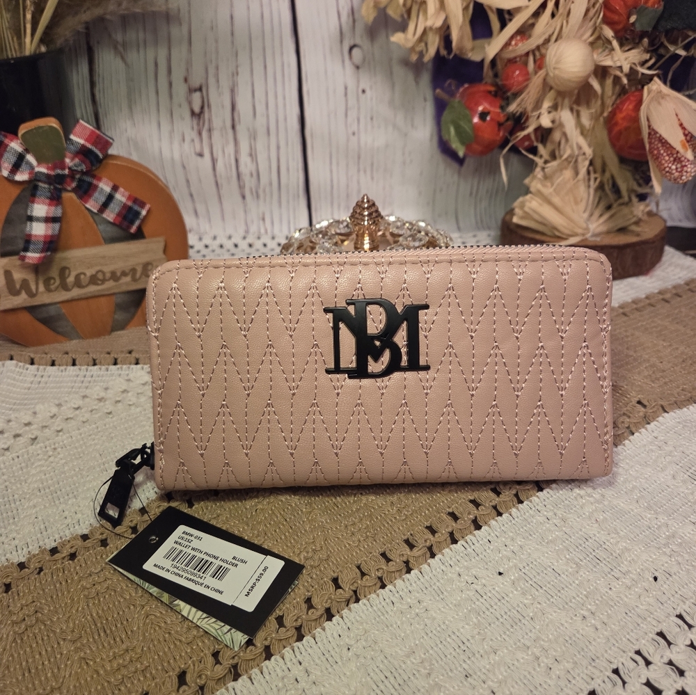Badgley Mischka Pink & Black Wallet w/phone Holder